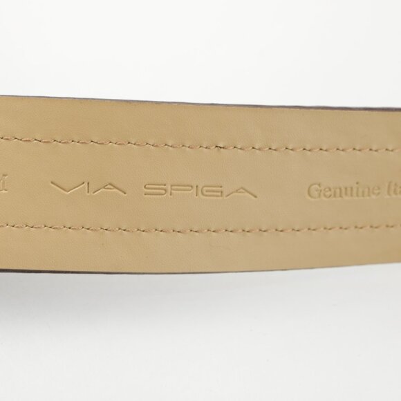 Via Spiga Womens Belt Size Medium M Brown Leather Ring Buckle Elegant Dress - Picture 8 of 12